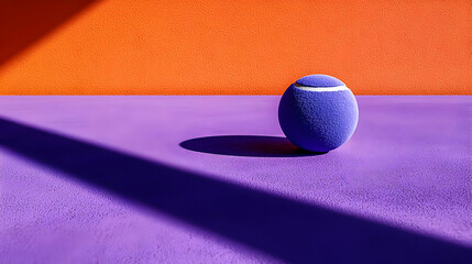 Canvas Print - A vibrant purple ball rests on a colorful surface with shadows.