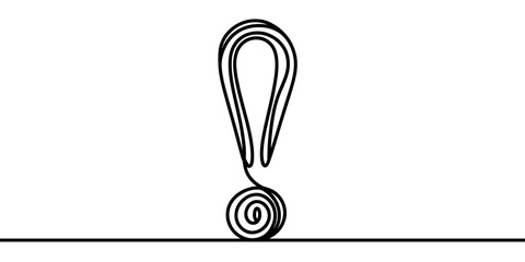 Wall Mural - continuous linear drawing of exclamation mark. one line drawing exclamation mark. exclamation mark i