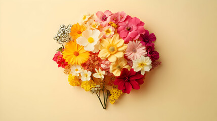 Sticker - Colorful Flower Bouquet on Beige Background