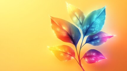 Playful design of a colorful plant with glowing dollar signs as leaves, symbolizing economic growth and vibrancy, framed by a soft yellow background, financial bloom, wealth concept