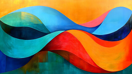 Poster - Abstract waves in vibrant colors create a dynamic visual rhythm.