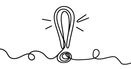 Wall Mural - continuous linear drawing of exclamation mark. one line drawing exclamation mark. exclamation mark i