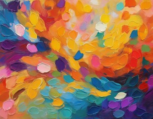 abstract colorful Art oil painting on canvas texture fractured background with textured dots and strokes 