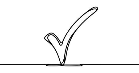 Canvas Print - continuous line is creating the shape of a check mark