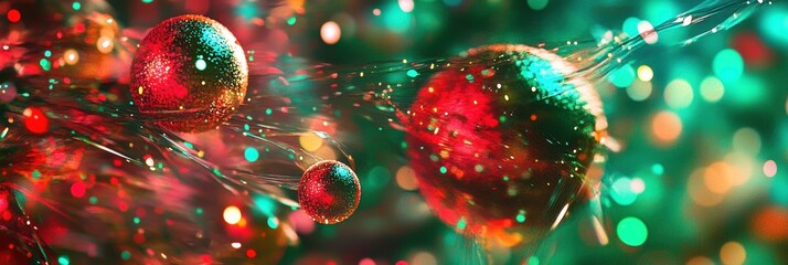 Fototapete - Bright and vibrant Christmas ornaments and lights create an enchanting and joyful ambience perfect for the holiday season. Generative AI