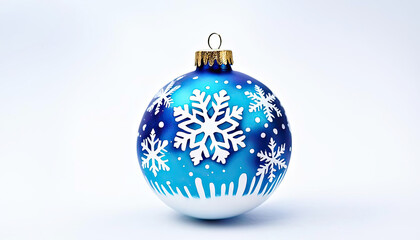 Wall Mural - Beautiful blue white snowflake bauble with copy space