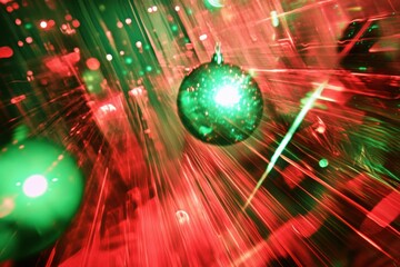 Aufkleber - Bright and colorful holiday decorations create a dynamic visual experience with swirling lights and ornaments in festive colors. Generative AI