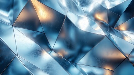 Leinwandbilder - The display features a dynamic mix of geometric shapes in metallic tones, reflecting light and creating an engaging, textured surface that captivates the viewer eye.