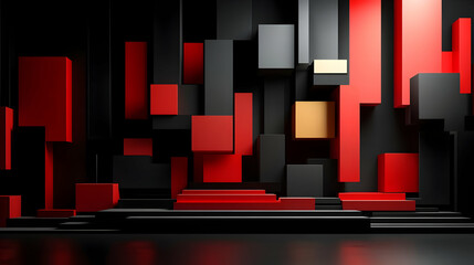 Wall Mural - Abstract Red and Black Geometric Shapes Background