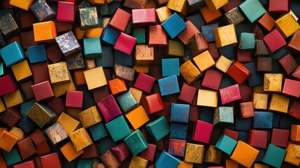 Poster - A lively assortment of small gift boxes in bright colors and different sizes fills the space, perfect for celebrations or special events. Generative AI