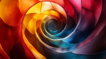 Poster - The artwork features a captivating swirl of rainbow colors, blending seamlessly into one another, creating an illusion of depth and movement that fascinates the viewer.