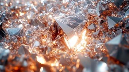 Aufkleber - A stunning display of geometric crystal shapes reflecting light in a captivating abstract environment. The interplay of sharp angles and luminous surfaces creates a mesmerizing visual effect.