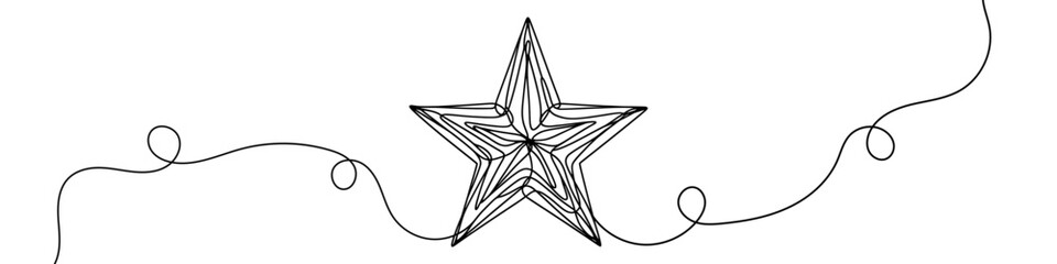 Wall Mural - continuous linear drawing of the star. single-line drawing of the star. star in one line style. vect