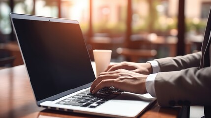 Marketing professional typing on his laptop in office