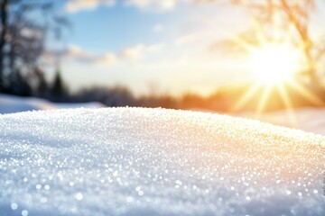 Sticker - A snow covered hill with a bright sun shining on it