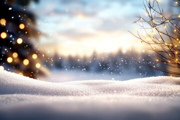 Poster - A snowy landscape with a tree in the background