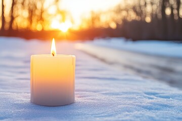 Poster - A candle is lit in the snow