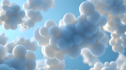 Poster - Abstract representation of fluffy, cloud-like molecular structures.