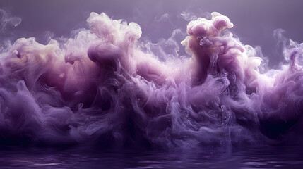 Wall Mural - Ethereal purple smoke swirling in a tranquil setting.