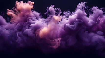 Canvas Print - Abstract swirling smoke in purple and peach tones against a dark background.