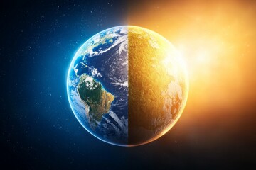 Canvas Print - A close up of the Earth with the sun shining on it