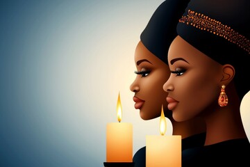 Poster - Two women are holding candles in their hands