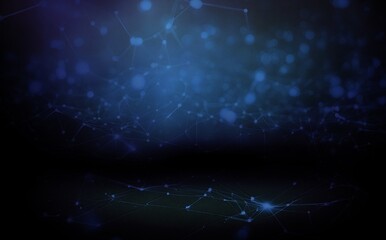 Wall Mural - blue glowing network connections on dark background