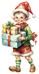 Canvas Print - Christmas elf gift box.