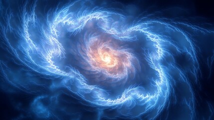 Poster - This captivating spiral galaxy showcases intricate patterns of bright blue and orange gas swirling around a luminous core, illustrating the dynamic nature of cosmic phenomena.