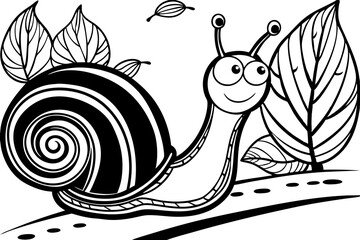 Poster - Cute snail moving vector art illustration