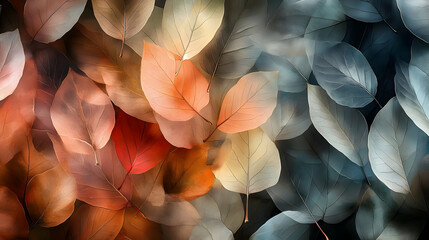 Poster - A vibrant arrangement of autumn leaves in various colors.