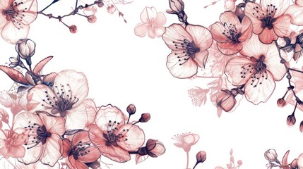 Wall Mural - Delicate Cherry Blossoms in Watercolor