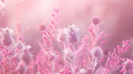 Wall Mural - pink flower field