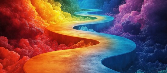 Wall Mural - a winding path through a rainbow of clouds.