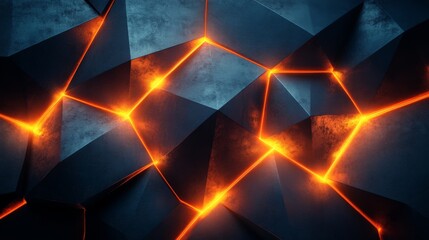 Fototapete - A visually striking depiction of textured surfaces featuring glowing geometric shapes filled with lava-like patterns, creating an intense atmosphere.