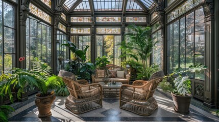 Wall Mural - Sunlit Greenhouse Interior