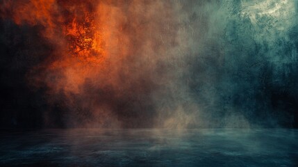 Abstract fire and smoke with dark textured background