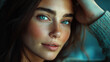 © FarooqCreations - Close-up of a woman with light-blue eyes and a soft expression