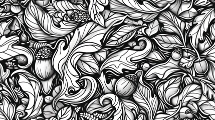 Canvas Print - Black and White Nature Illustration