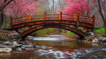 Sticker - Wooden Bridge over a Tranquil Stream