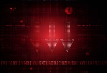 Aufkleber - Red grid pattern with three white symbols appearing as pixelated outlines.
