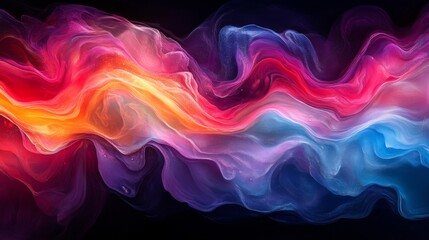 Aufkleber - A striking combination of vibrant colors swirls and flows in an abstract pattern, creating a captivating visual experience against a dark backdrop.