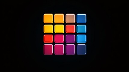 Colorful geometric squares, black background