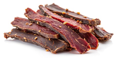 Canvas Print - Dried beef snack on white background