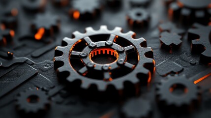 Mechanical gear on dark background