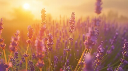 Wall Mural - Lavender Field at Sunrise