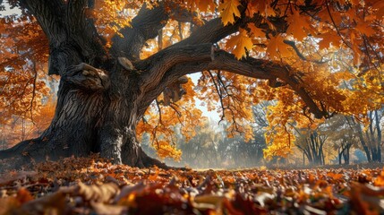 Poster - Autumnal Tree in Golden Light