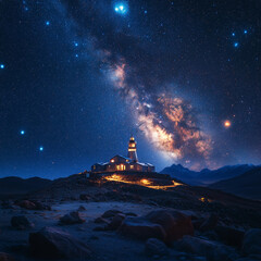 Wall Mural - Astronomer in Chile: A Starry Night with Cosmic Style Discoveries