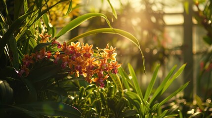 Wall Mural - Orchid Blooms in Golden Light