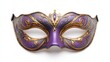 © Napasnan - Purple and gold mask with intricate designs, ideal for a mysterious masquerade, isolated on white background